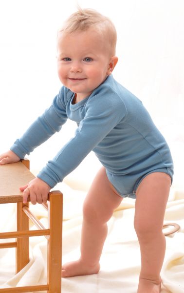 Baby Schlupfbody langarm BioWolle/BioSeide