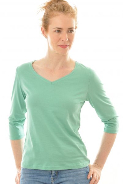 V-Shirt 3/4 Arm aus Bio Baumwoll Jersey