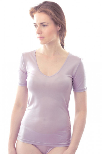 T-Shirt mit V-Ausschnitt aus Bio Seidenjersey
